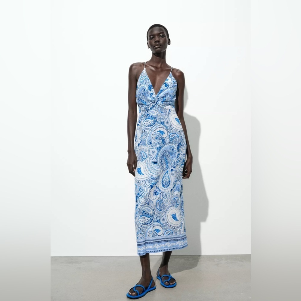 🔥🔥Zara Knot printed midi dress